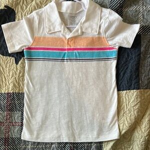 Carter's Kids Striped Polo Shirt - White, Orange, Blue